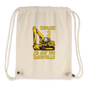 Ab auf die Baustelle - Bagger Geburtstag 3 Jahre - Stanley/Stella recycelter Gym Bag - Naturweiß - Vorne