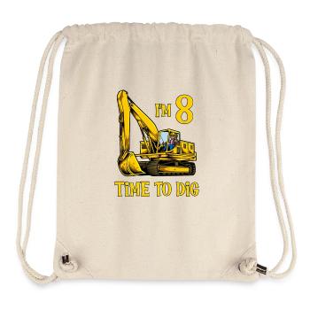 Ich bin 8 - Zeit zum baggern - Bagger 8 Jahre - Stanley/Stella recycelter Gym Bag - Naturweiß - Vorne