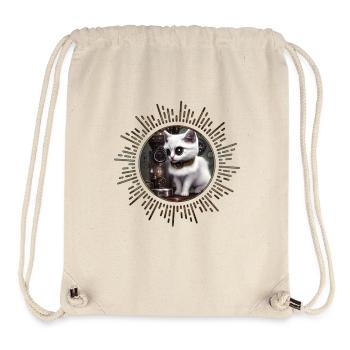 Kleine Steampunk-Katze - Stanley/Stella recycelter Gym Bag - Naturweiß - Vorne