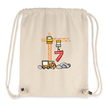 7. Geburtstag 7 Jahre Kran Baustelle Bagger Junge - Stanley/Stella recycelter Gym Bag - Naturweiß - Vorne