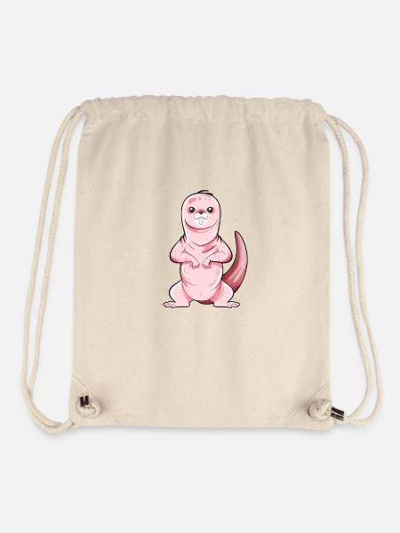 Cartoon Nacktmull - Stanley/Stella recycelter Gym Bag - Naturweiß