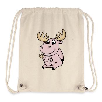 Elch Familie - Elch mit Baby - Stanley/Stella recycelter Gym Bag - Naturweiß - Vorne