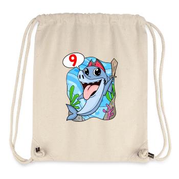 9th Birthday Motif Shark Pirate - Nine Years - Stanley/Stella Recycled Gym Bag - natural - Front