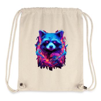 Illustration de raton laveur futuriste au néon - Sac à cordon recyclé Stanley/Stella - blanc naturel - Devant