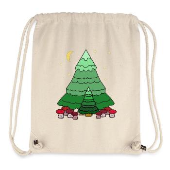 Nuit, Ciel étoilé, Forêt, Conifère, Sapin, Nature - Sac à cordon recyclé Stanley/Stella - blanc naturel - Devant