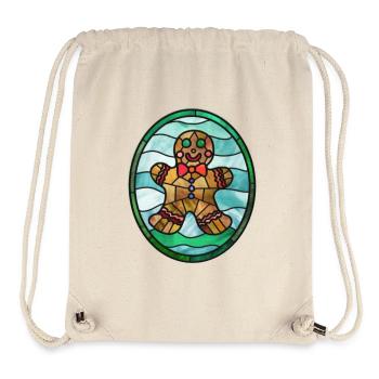 Bonhomme en pain d’épice. Gingerbread. Noël. Vitrail - Sac à cordon recyclé Stanley/Stella - blanc naturel - Devant