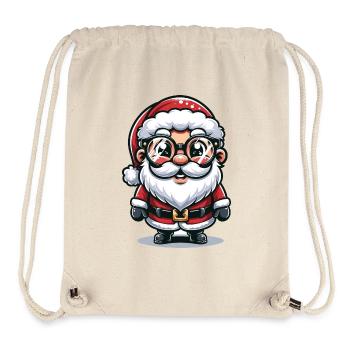 Père Noël avec des lunettes de soleil Déguisement de Noël - Sac à cordon recyclé Stanley/Stella - blanc naturel - Devant