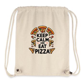 Restez calme et mangez de la pizza - Sac à cordon recyclé Stanley/Stella - blanc naturel - Devant