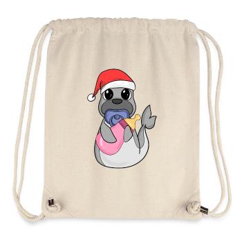 Bébé Lion de mer Noël - Sac à cordon recyclé Stanley/Stella - blanc naturel - Devant