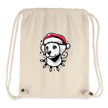 Entzückende Hundeweihnachtsbeleuchtung Weihnachtsmütze - Stanley/Stella recycelter Gym Bag - Naturweiß - Vorne