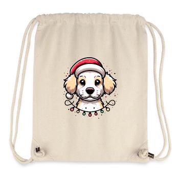 Entzückende Hundeweihnachtsbeleuchtung Weihnachtsmütze - Stanley/Stella recycelter Gym Bag - Naturweiß - Vorne