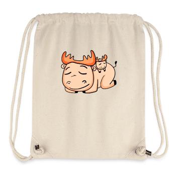 Elch Familie - Elch mit Baby - Stanley/Stella recycelter Gym Bag - Naturweiß - Vorne