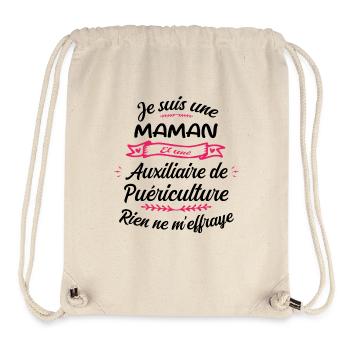 Maman et une Auxiliaire Puériculture Humour - Sac à cordon recyclé Stanley/Stella - blanc naturel - Devant
