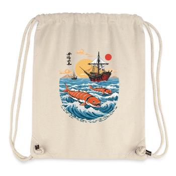 Funny Vintage Sushi Ukiyo-E Streetwear - Stanley/Stella Recycled Gym Bag - natural - Front