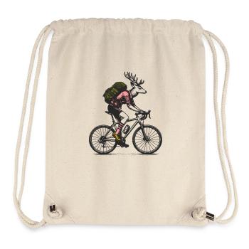 Cycling deer with backpack - Stanley/Stella Recycled Gym Bag - natural - Front