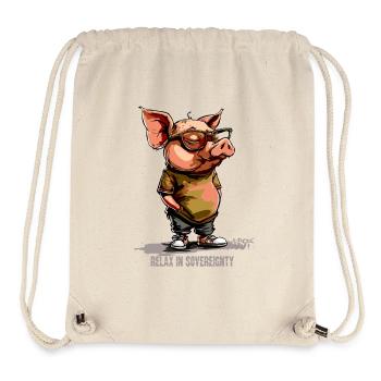 Entspanntes Souveränes Schwein - Stanley/Stella recycelter Gym Bag - Naturweiß - Vorne