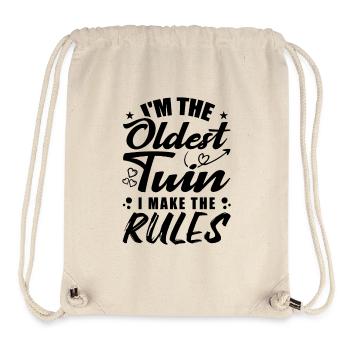 Ich bin der älteste Zwilling Lustige Zwillings-T-Shirts - Stanley/Stella recycelter Gym Bag - Naturweiß - Vorne