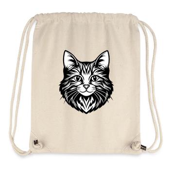 Illustration complexe de visage de chat - Sac à cordon recyclé Stanley/Stella - blanc naturel - Devant
