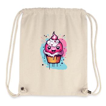 Cupcake Kawaii Super Mignon - Sac à cordon recyclé Stanley/Stella - blanc naturel - Devant