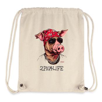 2Pig4Life Hip-Hop Rap Gangster MC Rappeur Cochon - Sac à cordon recyclé Stanley/Stella - blanc naturel - Devant