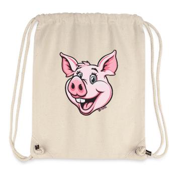 Funny happy pink pig - Stanley/Stella Recycled Gym Bag - natural - Front
