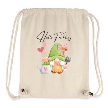 Bonjour le printemps - nain jardinier avec des tulipes - Sac à cordon recyclé Stanley/Stella - blanc naturel - Devant