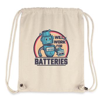 Roboterzeichen: Funktioniert für Batterien Digitales Design - Stanley/Stella recycelter Gym Bag - Naturweiß - Vorne