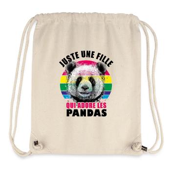 Fille Qui Aime Les Pandas - Sac à cordon recyclé Stanley/Stella - blanc naturel - Devant