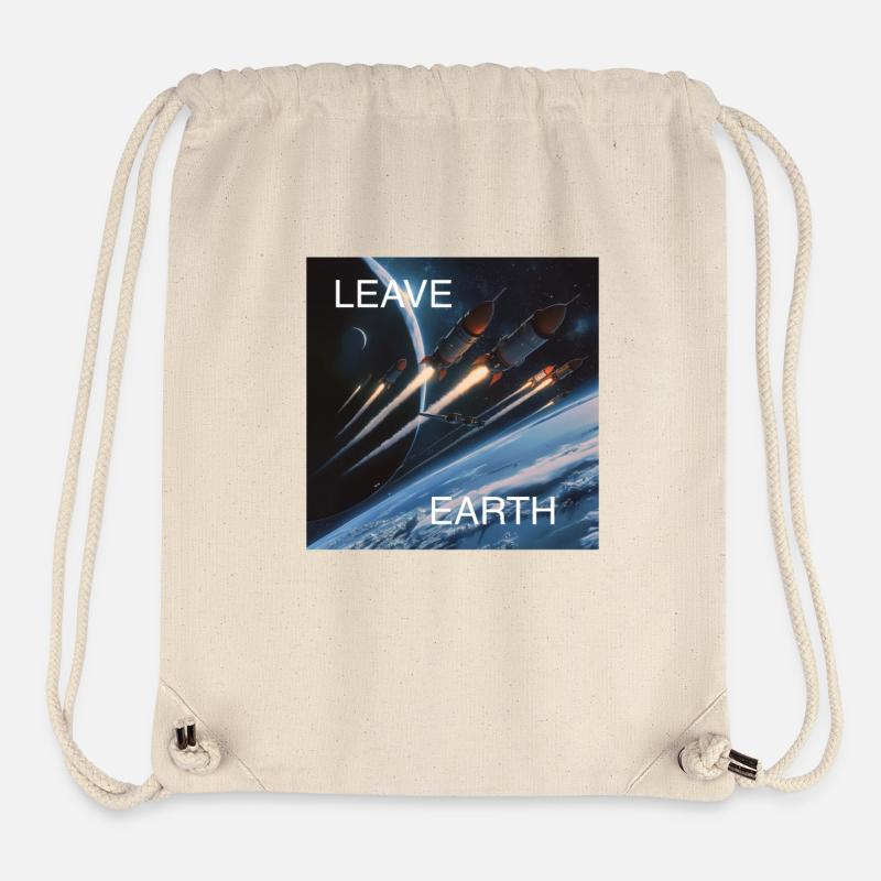 Affiche de Style rétro voyage dans l’espace « Quitter la Terre » - Sac à cordon recyclé Stanley/Stella - blanc naturel