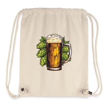 Verre à bière, houblon, malt, bière - Sac à cordon recyclé Stanley/Stella - blanc naturel - Devant