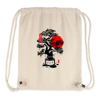 Encre bonsai japonais - noir - Sac à cordon recyclé Stanley/Stella - blanc naturel - Devant