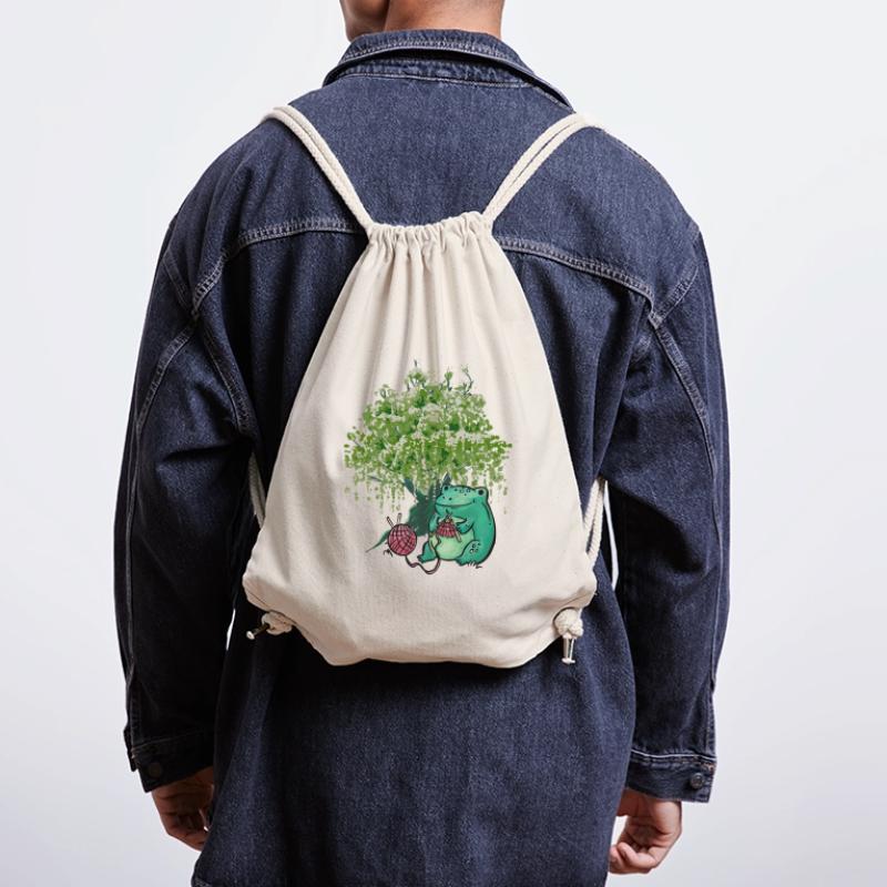 Frog Knitting Needle Knitting Needlework Stanley/Stella Recycled Gym Bag
