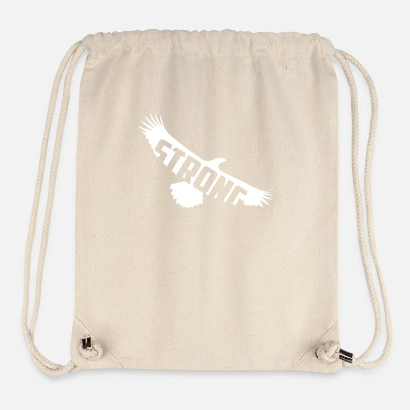 Envolez-vous avec force et fierté Aigle blanc audacieux - Sac à cordon recyclé Stanley/Stella - blanc naturel