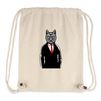 Wolf Trägt Tux T-Shirt Lustige Canine Wölfe Weste - Stanley/Stella recycelter Gym Bag - Naturweiß - Vorne
