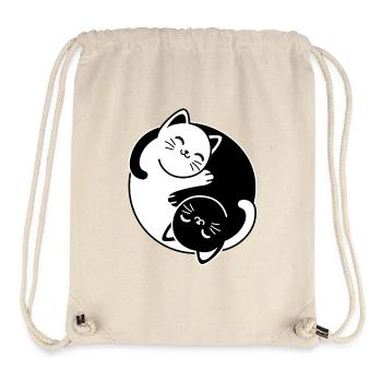 Chats Yin et Yang - Sac à cordon recyclé Stanley/Stella - blanc naturel - Devant