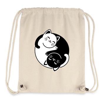 Chats Yin et Yang - Sac à cordon recyclé Stanley/Stella - blanc naturel - Devant