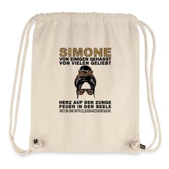 Simone Gehasst Geliebt Großes Mundwerk - Stanley/Stella recycelter Gym Bag - Naturweiß - Vorne