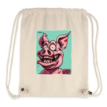 Crazy Funny WTF Cartoon Pig - Stanley/Stella Recycled Gym Bag - natural - Front