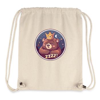 Ours endormi avec couronne, lune et étoiles - Sac à cordon recyclé Stanley/Stella - blanc naturel - Devant
