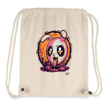 Crossed out eyes and crazy cartoon bunny - Stanley/Stella Recycled Gym Bag - natural - Front