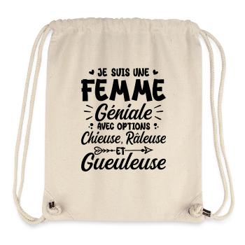 Chieuse gueuleuse grouch humorous femme géniale - Stanley/Stella Recycled Gym Bag - natural - Front