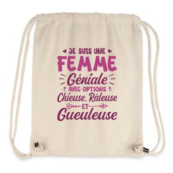 Chieuse gueuleuse grouch humorous femme géniale - Stanley/Stella Recycled Gym Bag - natural - Front