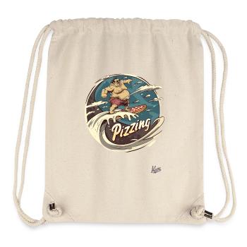 Big surfer guy surfing on a pizza wave - Stanley/Stella Recycled Gym Bag - natural - Front