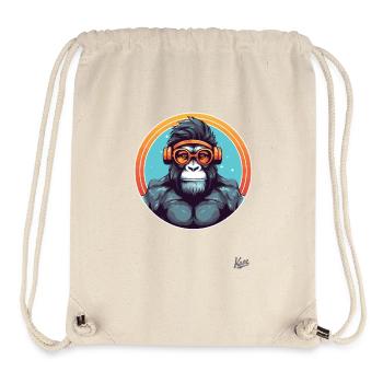 hipper Hipster Fitness Studio Kopfhörer Affe - Stanley/Stella recycelter Gym Bag - Naturweiß - Vorne
