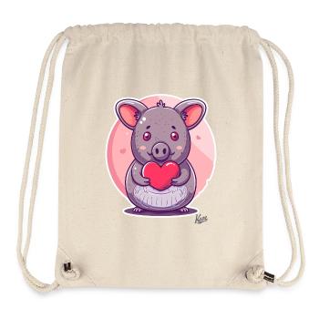 süßes Chinchilla Schwein mit Herz und Liebe - Stanley/Stella recycelter Gym Bag - Naturweiß - Vorne