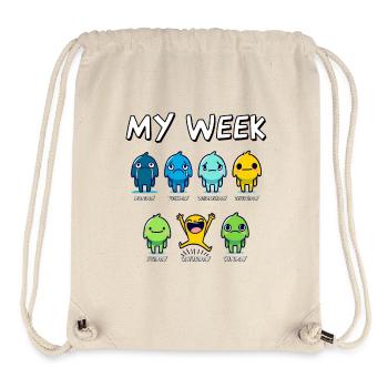 Ma semaine Jours drôles de la semaine Dessin animé Art Design - Sac à cordon recyclé Stanley/Stella - blanc naturel - Devant