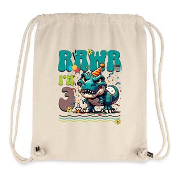 3ème anniversaire Rawr T Rex Dinosaure - Sac à cordon recyclé Stanley/Stella - blanc naturel - Devant