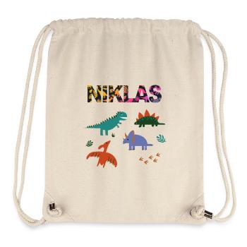 NIKLAS - Beautiful boy name with dinosaur - Stanley/Stella Recycled Gym Bag - natural - Front