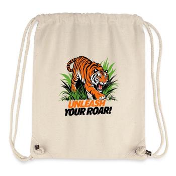 TIGER, ENTFESSLE DEIN BRÜLLEN - Stanley/Stella recycelter Gym Bag - Naturweiß - Vorne