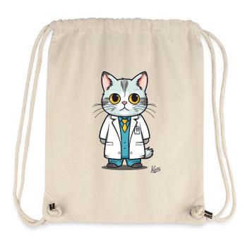 Le mignon, drôle et désemparé docteur des chats - Sac à cordon recyclé Stanley/Stella - blanc naturel - Devant